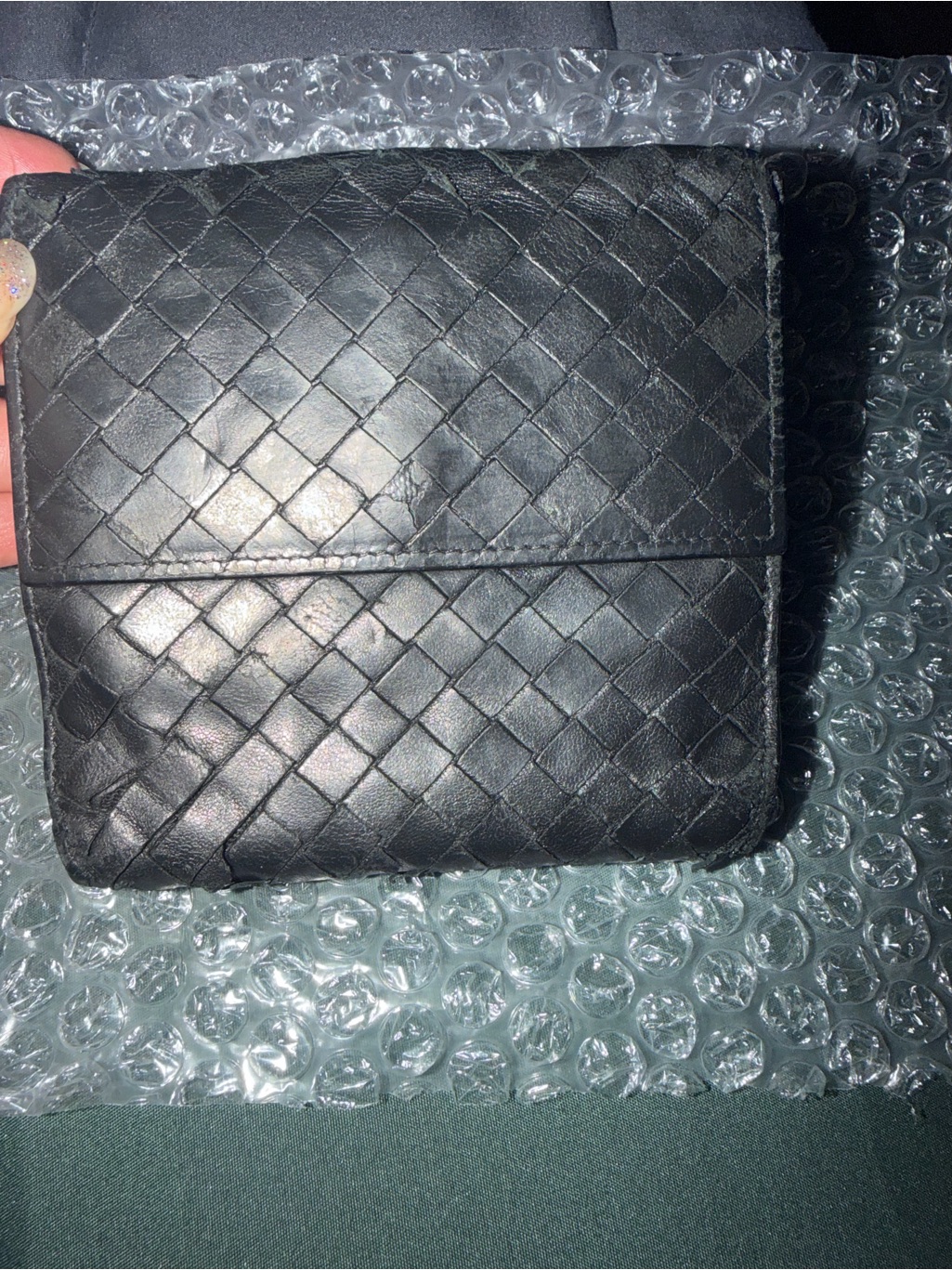 Bottega Veneta Black Intrecciato Woven Leather Wallet